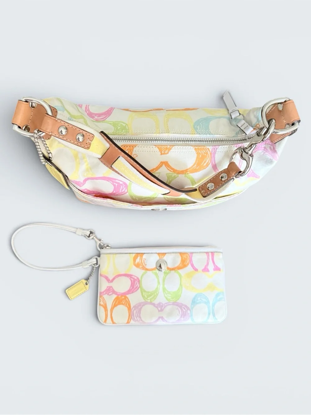 Vintage Coach Hamptons Scribble Hobo + Wristlet Set | Y2K Archival | EUC